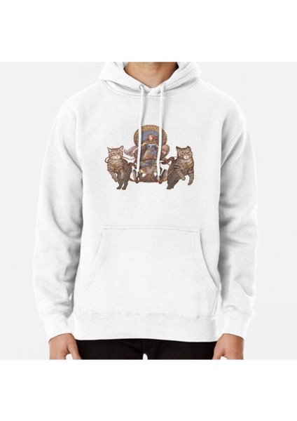 Freya Driving Her Cat Chariot Baskılı Sweatshirt