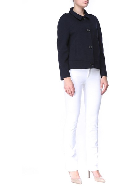 Düğmeli Yakalı Lacivert Yünlü Ceket fiyatları