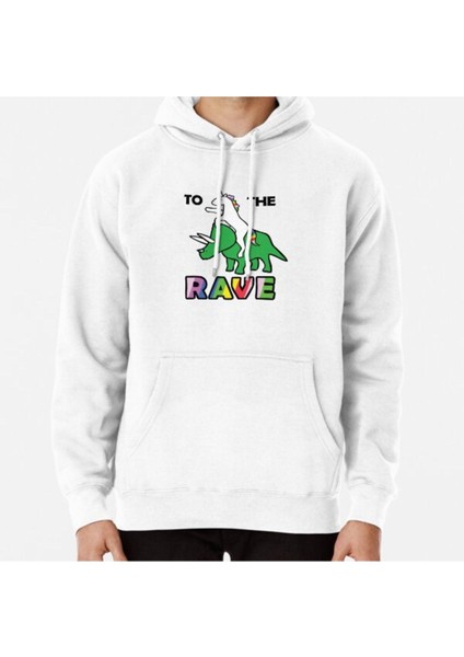To The Rave! (Unicorn Riding Triceratops) Baskılı Sweatshirt