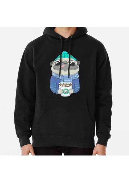 Pug With Coffee Baskılı Sweatshirt