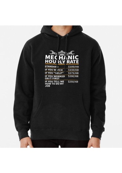 Mechanic Hourly Rate Baskılı Sweatshirt