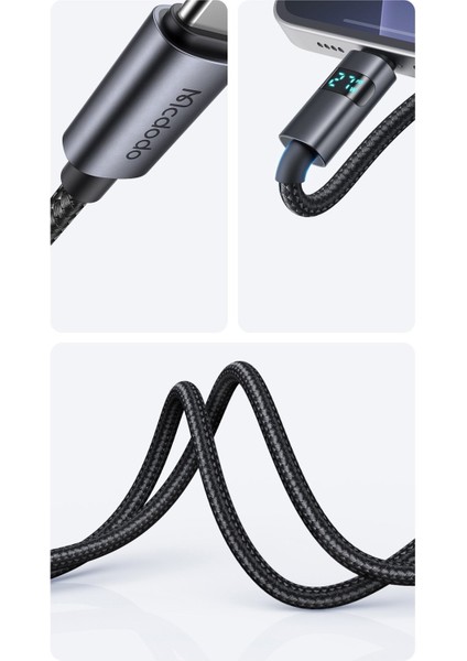 CA-5610 Usb-C To Usb-C 100W Kablo Yatay LED Ekranlı Siyah