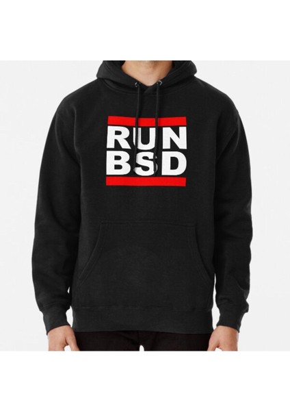 Run Bsd - Cool White/red Design For Unix Hackers ve Sysadmins Baskılı Sweatshirt