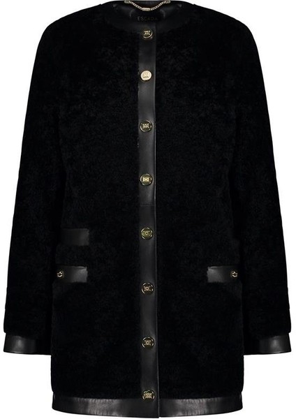 Bisiklet Yaka Düğmeli Cepli Siyah Deri Ceket fiyatları