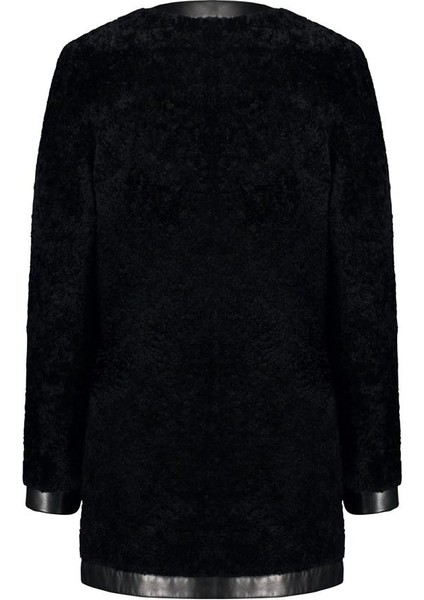 Bisiklet Yaka Düğmeli Cepli Siyah Deri Ceket modelleri