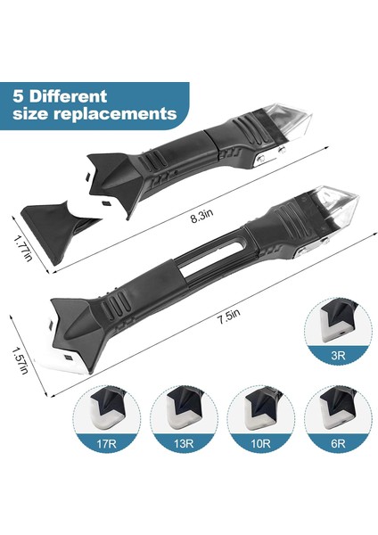 5 Başlıklı Derz Kazıyıcı ve Silikon Çekme Aparatı - Çok Fonksiyonlu Kazıyıcı, Sıyırıcı ve Uygulayıcı