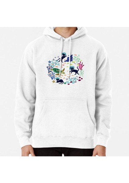 Feline Seabed Exploration Baskılı Sweatshirt