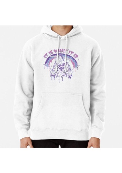Death ~ It Is What It Is ~ Pastel Goth Grim Reaper Drip Baskılı Sweatshirt