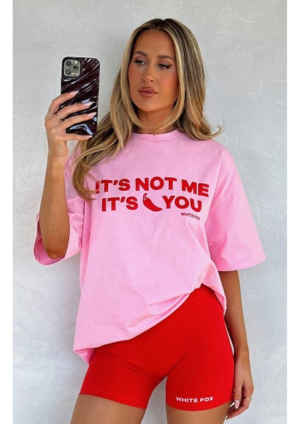 White Fox Pembe Kadın Its Not Me Its You Yazılı Bisiklet Yaka T-Shirt fırsatları