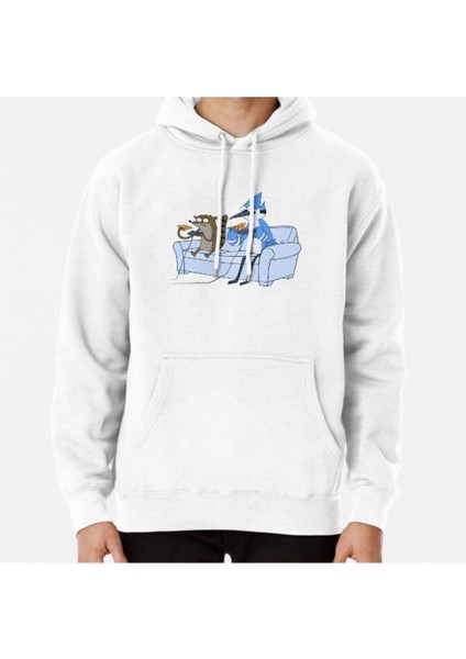Mordecai And Rigby Pizza And Video Games Baskılı Sweatshirt