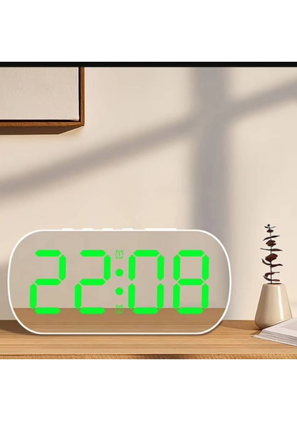 Yeni Nesil Aynalı Işık Ledli Alarm Dijital Saat Termometre Parlaklık Erteleme
