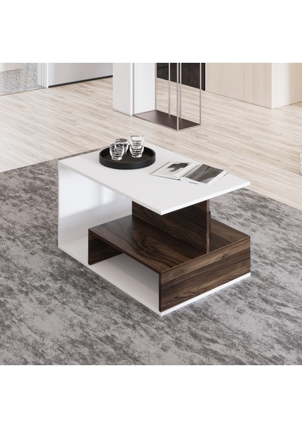 Vera S004 Orta Sehpa Beyaz/sandık Ceviz, Ev-Ofis