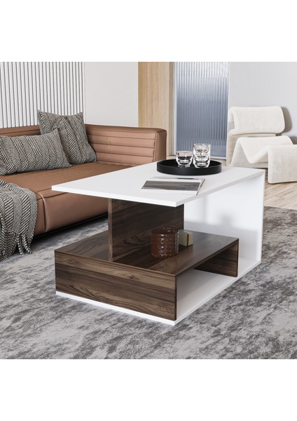 Vera S004 Orta Sehpa Beyaz/sandık Ceviz, Ev-Ofis modelleri