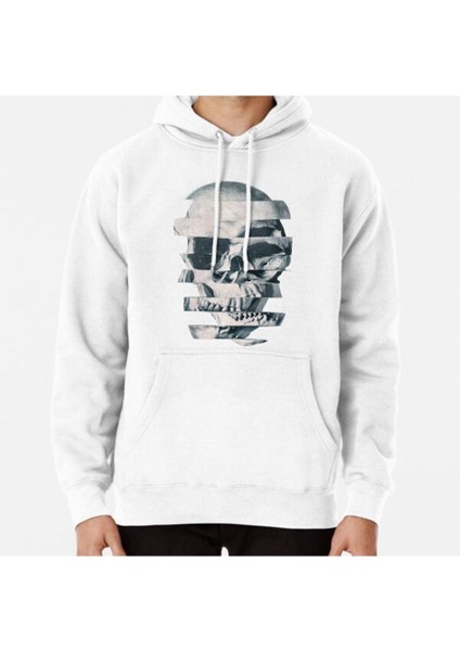 Glitch Skull Mono Baskılı Sweatshirt