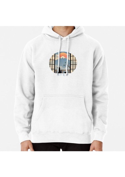 Coffee Cat In Mt. Fuji Baskılı Sweatshirt