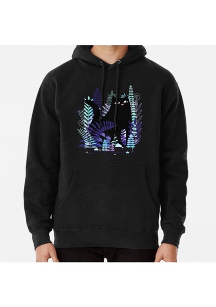 The Ferns (Black Cat Version) Baskılı Sweatshirt