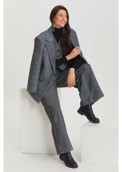 Siyah Beyaz Kırçıllı Takım Pantolonu Gri fiyatları