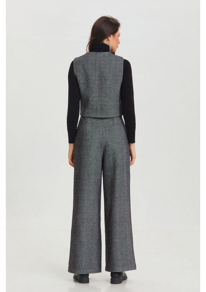 Siyah Beyaz Kırçıllı Takım Pantolonu Gri fırsatları