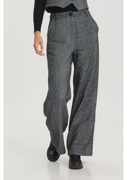 Siyah Beyaz Kırçıllı Takım Pantolonu Gri indirimleri