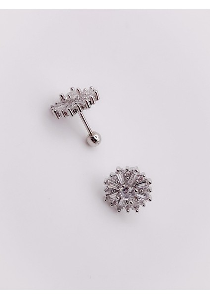Cerrahi Çelik Piercing Zirkon Taşlı Kar Tanesi Figürlü Kıkırdak Helix Tragus PIERCING(1ADET) modelleri