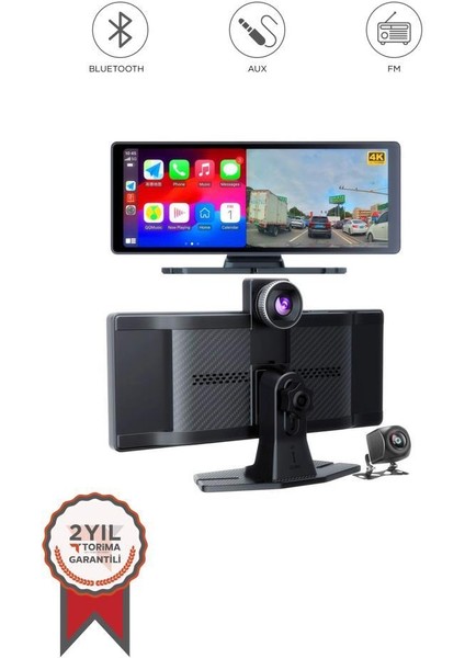 T94C41 Wifi Bluetooth 4K Carplay Ön-Arka Araç Kamerası