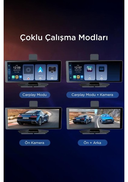 T94C41 Wifi Bluetooth 4K Carplay Ön-Arka Araç Kamerası