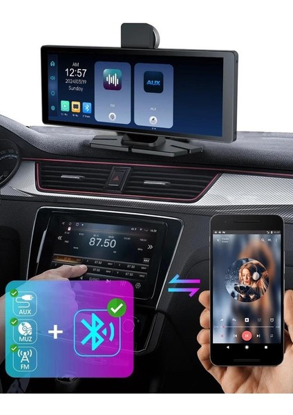 T94C41 Wifi Bluetooth 4K Carplay Ön-Arka Araç Kamerası