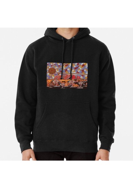 Authentic Aboriginal Art - Uluru Ayers Rock Baskılı Sweatshirt