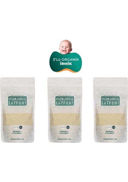 Avantajlı 3'lü Organik Bebek İrmiği Seti (3x250 gr) fiyatları