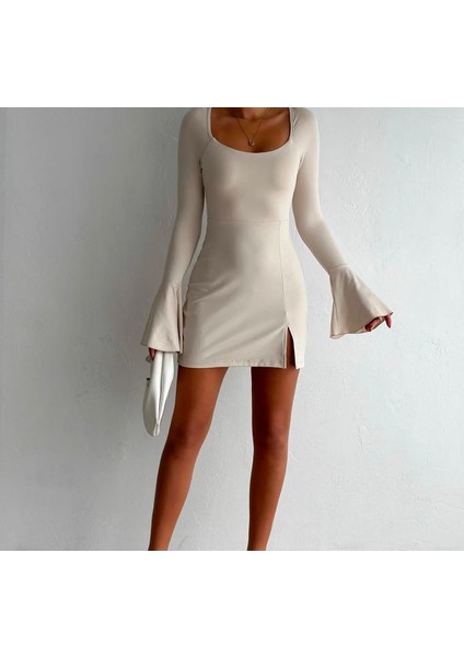 Uzun Kollu Volan Detaylı Sandy Mini Elbise fiyatları