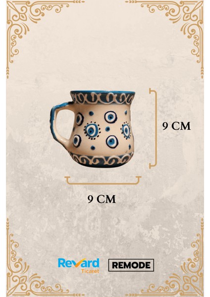Kütahya Seramik Bardak Nazar Boncuklu El Işlemeli 1.sınıf Kulplu Kıvrımlı Bardak 300 ml fırsatları