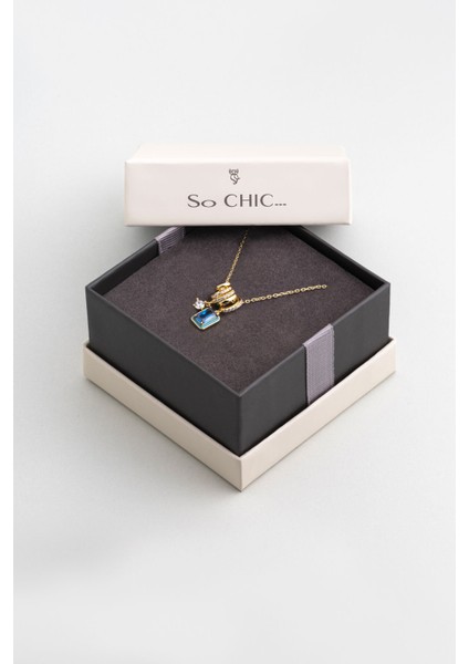 Renkli Taşlı 18 Ayar Sarı Altın Kaplama 45 cm Gümüş Charm Kolye indirimleri