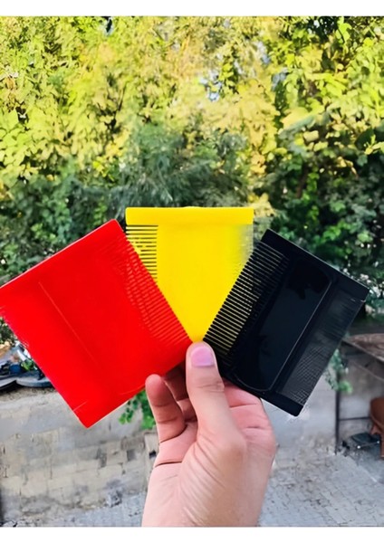 Bit Tarağı Özel Dişli Plastik Sık Dişli Tarak ,3'lü Set( Sarı-Kırmızı-Siyah) 3 Adet