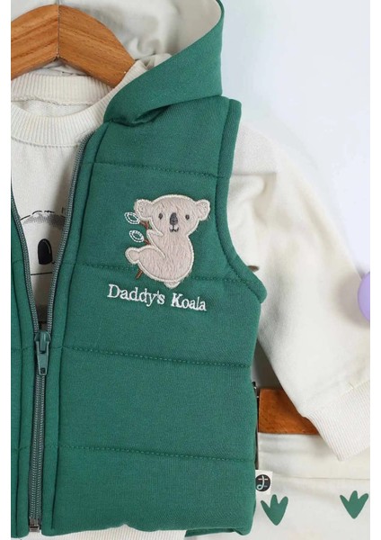 Koala Nakışlı Kapüşonlu 3'lü Erkek Bebek Takım modelleri