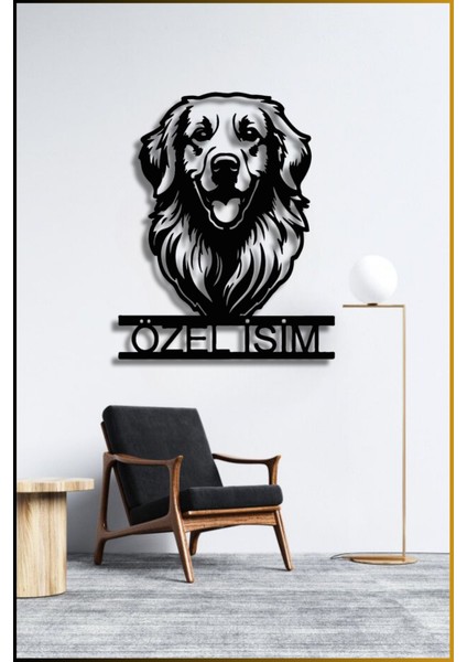 Isme Özel | Golden Retriever Metal Tablo