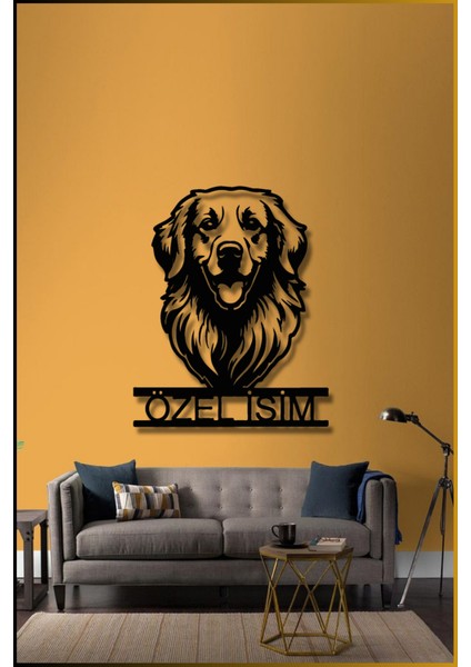 Isme Özel | Golden Retriever Metal Tablo