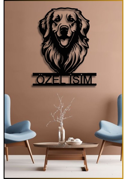 Isme Özel | Golden Retriever Metal Tablo