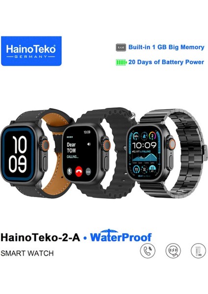 Germany Ultra 2A Su Geçirmez Uzun Pil Ömrü 49MM Akıllı Saat 3 Kordon 1gb Hafıza