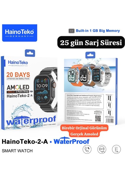 Germany Ultra 2A Su Geçirmez Uzun Pil Ömrü 49MM Akıllı Saat 3 Kordon 1gb Hafıza fırsatları