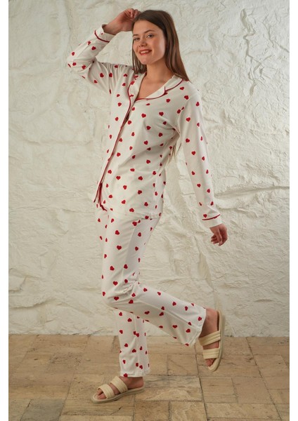2 Parça Desenli Pamuklu Örme Pijama Takımı Regular Metraj Baskı Type 6 Fashion Forward %100 Pamuk A