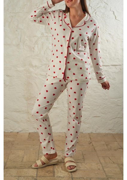 2 Parça Desenli Pamuklu Örme Pijama Takımı Regular Metraj Baskı Type 6 Fashion Forward %100 Pamuk A
