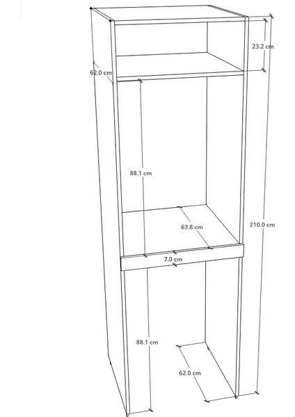 Mdf (Safir Meşe) Dicle Beyaz Çamaşır Makinası ve Kurutma Makinası Dolabı