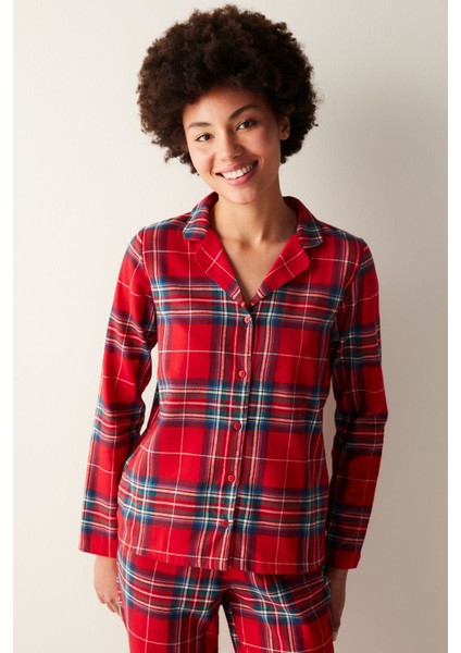 Kısa Fam Kırmızı Kareli Gömlek Pantolon Pijama Takımı Homewear Kırmızı Homewear Düz Basic Hayır Uzu fiyatları