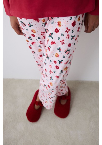 Homewear Happy&merry Kırmızı Pantolon Pijama Takımı Kırmızı Orijinal Boy Regular Dokuma Uzun T09