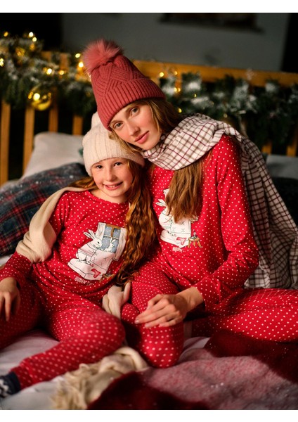 Type 1 Hidden Palace Termal Kırmızı Pijama Takımı 2 Parça Düz Düz Pamuklu Kırmızı Regular 95% Pamuk