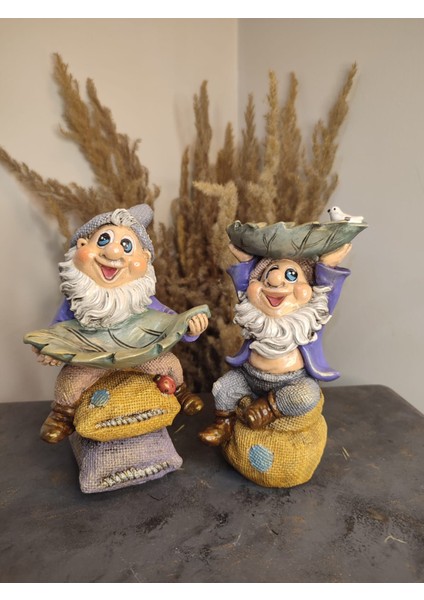 Minder ( Çuval ) Figürlü Gnome Şans Cücesi Dekoratif Obje & Biblo 2 ' Li Takım fiyatları