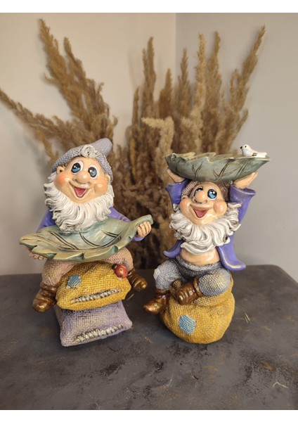 Minder ( Çuval ) Figürlü Gnome Şans Cücesi Dekoratif Obje & Biblo 2 ' Li Takım modelleri