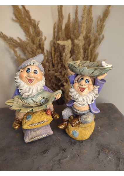 Minder ( Çuval ) Figürlü Gnome Şans Cücesi Dekoratif Obje & Biblo 2 ' Li Takım indirimleri