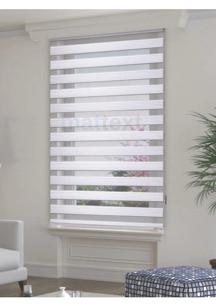 Beyaz Geniş Plise Zebra Perde fiyatları