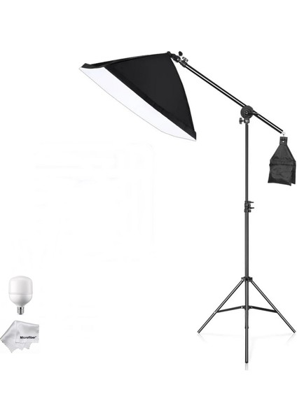 Ürün Reklam Moda Makyaj Stüdyo Için Crossbarlı 50 x 70 cm Softbox 40W Torch Ampullü LED Sürekli Işık